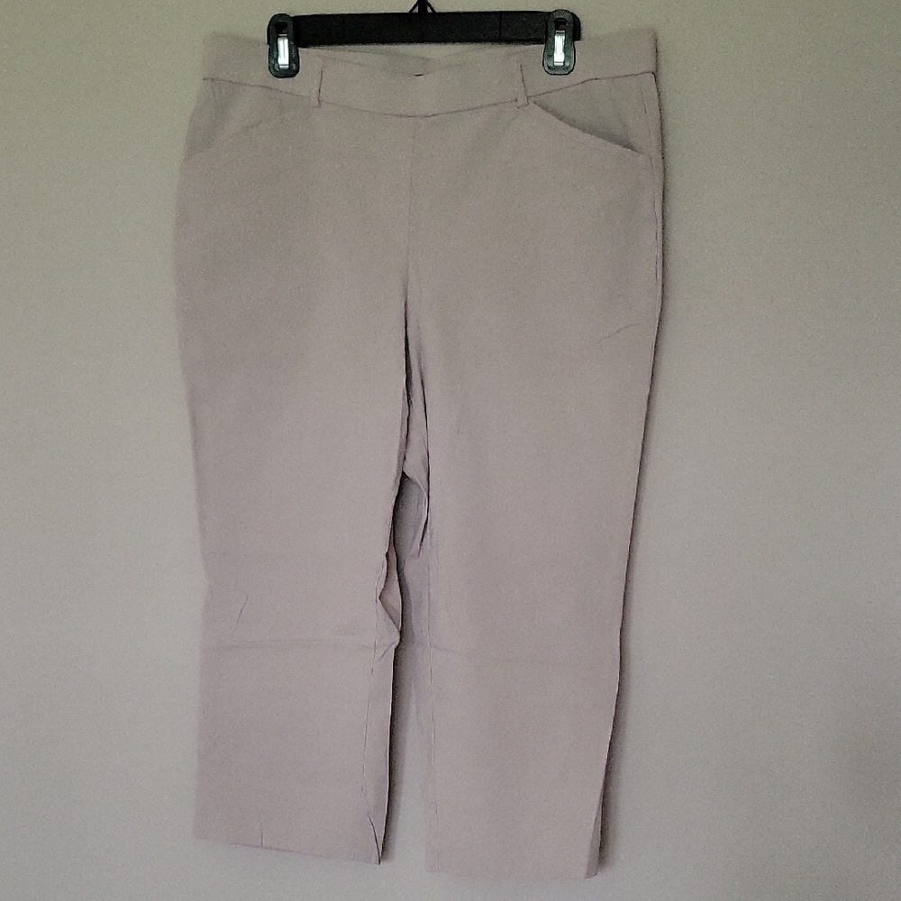 Tan Cropped Ankle Pants with Straight-Leg Silhouette
